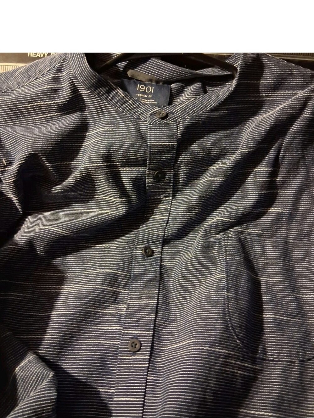 1901 Men's Navy Striped Maderian Collar Shirt Xxl